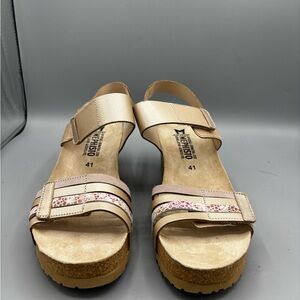 Mephisto Women's Lucia Platinum Perla 653 Wedge Heel Open Toe Slingback Sandals